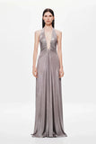 Sexy Deep V Halter Neck Long Dress Women Elegant Bandage Patchwork Luxury Evening Dresses Solid Color Hot Girls Party Vestidos