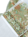 New French retro printed vest women wear fishbone corset with U-neck to gather the palace corset.