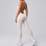 Women's Yoga Jumpsuits Sports Fitness Hip-lifting Cross Beauty Back Adjustable Straps One-piece Training Workout Gym Bodysuits