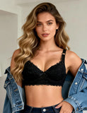 White Lace Underwire Bra for Women Plus Size Push Up Adjustable Straps 4 Hook Back Closure Daily Lingerie