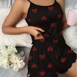 Women Pajamas Set Summer Large Size Vest Shorts Women's Suspenders Soft Casual Cute Printed Pajama Set