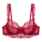 Logirlve Ultrathin Bra Transparent Brassiere Sexy Underwear Plus Size Cup Embroidery Women Lingerie Lace Bras Hollow out