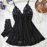 Elegant Transparent Red Lingerie Women's Underwear Sleepwear Lace Nightdress Panty Pijamas Sets Female Babydoll