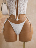 Sexy Black Triangle Bikini Set 2026 Women Lace Front Tie Push Up Crop Top Micro Swimsuit Beach Bathing Suit Two Piece Swimwear