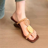 Square Toe Slippers Women High Heels Sandals Open Toe Shoes 2026 Summer Casual Beach Pumps Sexy Pumps