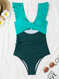 2026 Hollow Out Cross Ztvitality Swimsuit One Piece Solid Ruffle Swimwear Women Bathing Swimming Swim Suit Female Beach Wear