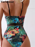 S - XL Leaves Printed Underwired With Bra Cup Women Swimwear One Piece Swimsuit Female Monokini Bather Bathing Suit Swim V5466