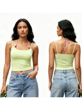 Women Tie-up Beaded Halter Bra with Camisole Slim Fit Summer Sexy Clubwear