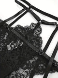 Hot Sexy Lingerie Female Bra Garter Panty Ultra-thin Semi See-through Full Lace Comfortable No-steel Ring Bras Thong Body Suit