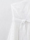 Foridol White One Shoulder Autumn Cotton Dress Women Winter Casual Dress Vestidos Maxi New Embroidery Boho Beach Dress Holiday