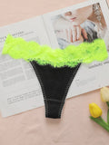 New product color fashionable contrasting design black splicing green lace sexy women's thong women's underwear C3307