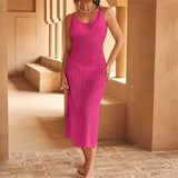4 Color Hollow Out Sleeveless Crochet Knitted Tunic Beach Cover Up Cover-ups Beach Dress Beach Wear Beachwear Female Women K6783
