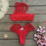 New Bandage Stripes Brazilian Bikini Swimwear Women's Swimsuit Two Piece Set Female Sexy Lace up Mujer Beachwear Summer