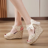 2026 Women's Wedges Sandals Summer  Mesh Peep Toe Platform High Heel Women Sandals