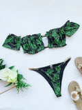 Sexy Ruffled Frill Off Shoulder Bikini Women Swimwear Female Swimsuit Two-pieces Bikini Set Ribbed Bathing Suit Swim Beach Wear