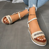 Crystal Decor Women's Wedges Sandals 2026 Summer Ankle Buckle Platform Gladiator Shoes Woman Comfort Casual High Heels Sandals