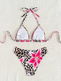XS - L Floral Leopard Printed Halter Bikini Women Swimwear Female Swimsuit Two-pieces Bikini set Bather Bathing Suit Swim Lady