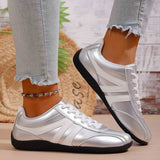 Plus Size 43 Silver Sneakers Women 2026 New Soft Sole Non Slip German Training Shoes Woman Comfortable Fashion Lace Up Flats