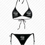 Sexy Gothic 2025 Women Cute Print Black Swimsuit Split Bathing Suit Low Waist Y2K Bikinis Sets Beach Swimwear 2000s Bikinis Sets