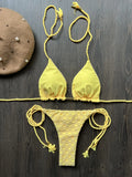 New Red Special Fabric Bikini Set Sexy Women's Hollow Fabric Split Swimsuit Summer Beach Bikini