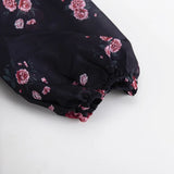 FDYOUI Elegant V-neck Floral Printed Short Dress High Street Women's Puff Sleeve High Waist Tunics Ruched Vacation Party Dresses