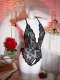 Transparent Lingerie For Women Ultra Hot Bow Erotic Underwear Adult Sex Pajamas Crotchless Backless Lace Sexy Teddies Bodysuit