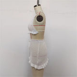 Sexy Halter Hollow Out Beach Skirt Bikini Female Swimsuit Women Swimwear Two-pieces Bikini set Bather Bathing Suit Swim K6782