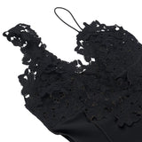 Womens Sexy Deep V Suspender Dress Lace Patchwork Slim Open Back Casual Dresses Summer High Waist Side Slit Midi Bodycon Dress