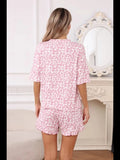 Leopard Print Pajama Set for Women Summer Sexy Crop Top and Shorts Loungewear Loose Short Sleeve Sleepwear Home Outfit