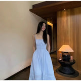 Women's Fashion All-Cotton Strap Long Dress Women's Satin Dress Lace Trim Elegant Evening Wear Dress For Woman Sleeveless GNTG