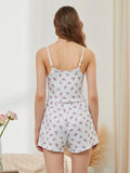 Women Pajamas Set 2 Pieces Loungewear Suits Floral Print Lace Trim Camisoles Tank Tops and Shorts Outfits Summer Sleepwear