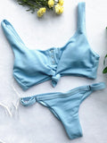 Knotted Ribbed Bikini 2026 Women Swimsuit Female Triangle Swimwear Two Pieces Bikini Set High Cut Bather Bathing Suit Swim Lady