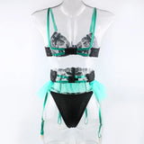 Toucheart 3 Piece Set Lingerie Garter Sets Lingerie For Woman Sexy Mini Skirt See-Through Embroidered Bra Erotic Underwear New