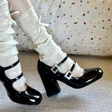 2026 Brand Design Women's Mary Janes Heels Shoes Summer Vintage Black Shoes Sweet Elegant Crystals Rhinestones Lady Pumps