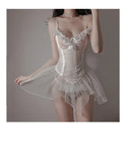Sexy Lingerie Black Lace Short Nightdress Women Perspective Underwear Suspender Slim Dress Lolita Exotic Costume For Sex Suit