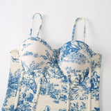 2026 New Arrival Push Up Women Bikini Set Floral Printed Ruffle Bikinis Strappy Bandage Swimwear Brazilian Biquini Bathing Suit