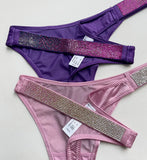 Letter Sexy Panties Women Thongs Rhinestones Diamonds G-string Sports Thong Low Waist Shorts Briefs T-back Fitness S-XL