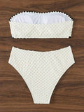 XS - L Wrinkled Strappy Bandeau High Waist Bikini Female Swimsuit Women Swimwear Two-pieces Bikini Set Bather Bathing Suit Swim