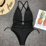 Sexy Deep V Neck Wrap Around Female Swimwear One Piece Swimsuit Women Backless Monokini High Leg Cut Bathing Suit Swim Beachwear