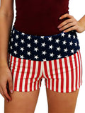 Women’s Streetwear Shorts Patriotic Shorts Casual Fold-Over Waist Stars and Stripes Print Slim Fit Shorts