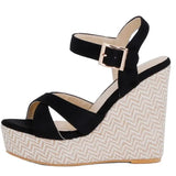 Wedges Sandals Women Summer 2026 Platform High Heels Gladiator Flip Flops Black Pink Knitted Party Shoes Female Large Size 45