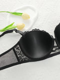 Women's oversized underwear with half cup gathered anti sagging front buckle lace design suitable for plump women 90D-110D B2483