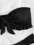 Ruffled Frill Knotted Bandeau Bikini Women Swimwear Female Swimsuit Two-pieces Bikini Set Strapless Bathing Suit Swim Beach Wear