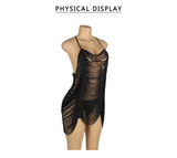 Blue Green Lace Slip Dress for Women Nuisette Babydoll See Through Sexy Sleepwear Lingerie with Panties