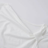 Women Short Sleeve Trendy Slim Fit Ruched T-shirts Summer  Solid Color Slash Neck Tops