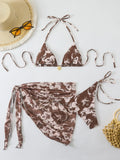 Halter Triangle String Bikinis 2026 Women Sexy Printed Swimsuit 3 Pieces Swimwear Female Bathers Bathing Swimming Swim Suit
