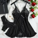New Summer Erotic Pajamas Home Wear Dress Sexy Lingerie Floral Lace Romantic Nightgown Sheer Seductive Panties Porn Nightdress