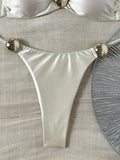 Metal Buckle Satin Bikini Women Mini Micro Thong Swimwear Female Swimsuit Two-pieces Bikini Set High Cut Bathing Suit Swim Lady