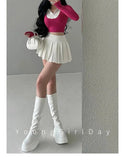 WOMENGAGA Fahsion Women Skorts Spicy Girl Sexy High Waist SlimA-LINE Pleated Skirt Half Body Short Skirt Sweet Korean Style 8NDZ