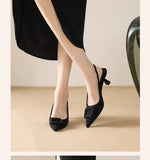 Brand Woman Slingback Shoes Fashion  Spring New Ladies High Heels Elegant Med Heel Pointed Toe Slip on Sandal Mules